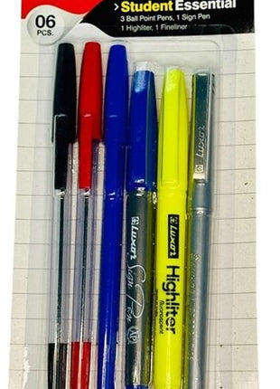 Luxor Student Essential – Pack of 6 Writing & Highlighting Set