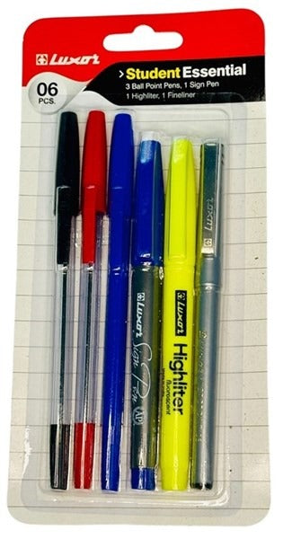 Luxor Student Essential – Pack of 6 Writing & Highlighting Set