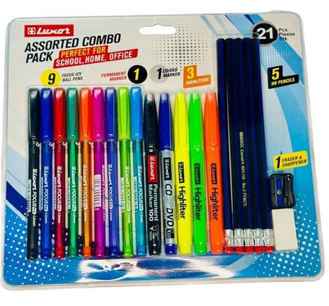Luxor Assorted Combo Pack – (21 Pcs) | School, Home & Office Stationery