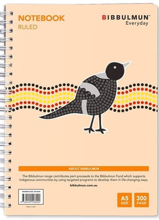 Bibbulmun Spiral Notebook A5 Ruled 7mm Side Bound 300 Page