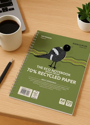 Bibbulmun Everyday A4 Wiro-Bound Notebook 120 page– 70% Recycled Ruled Paper