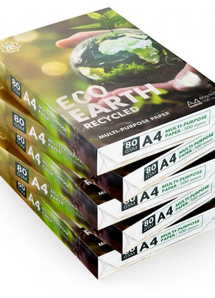 ECOEARTH 100% Recycled Copy Paper A4 White – 80 GSM | Multi-Purpose Printer Paper